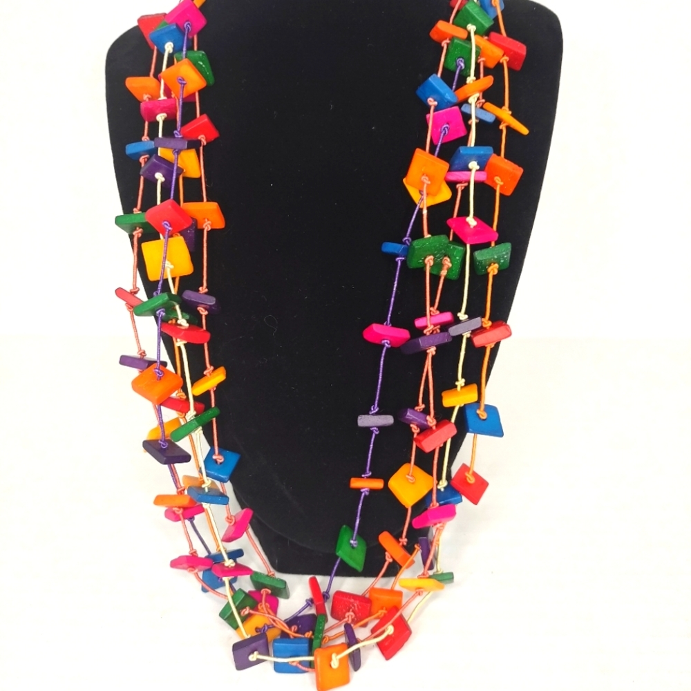 Square wooden neck necklace